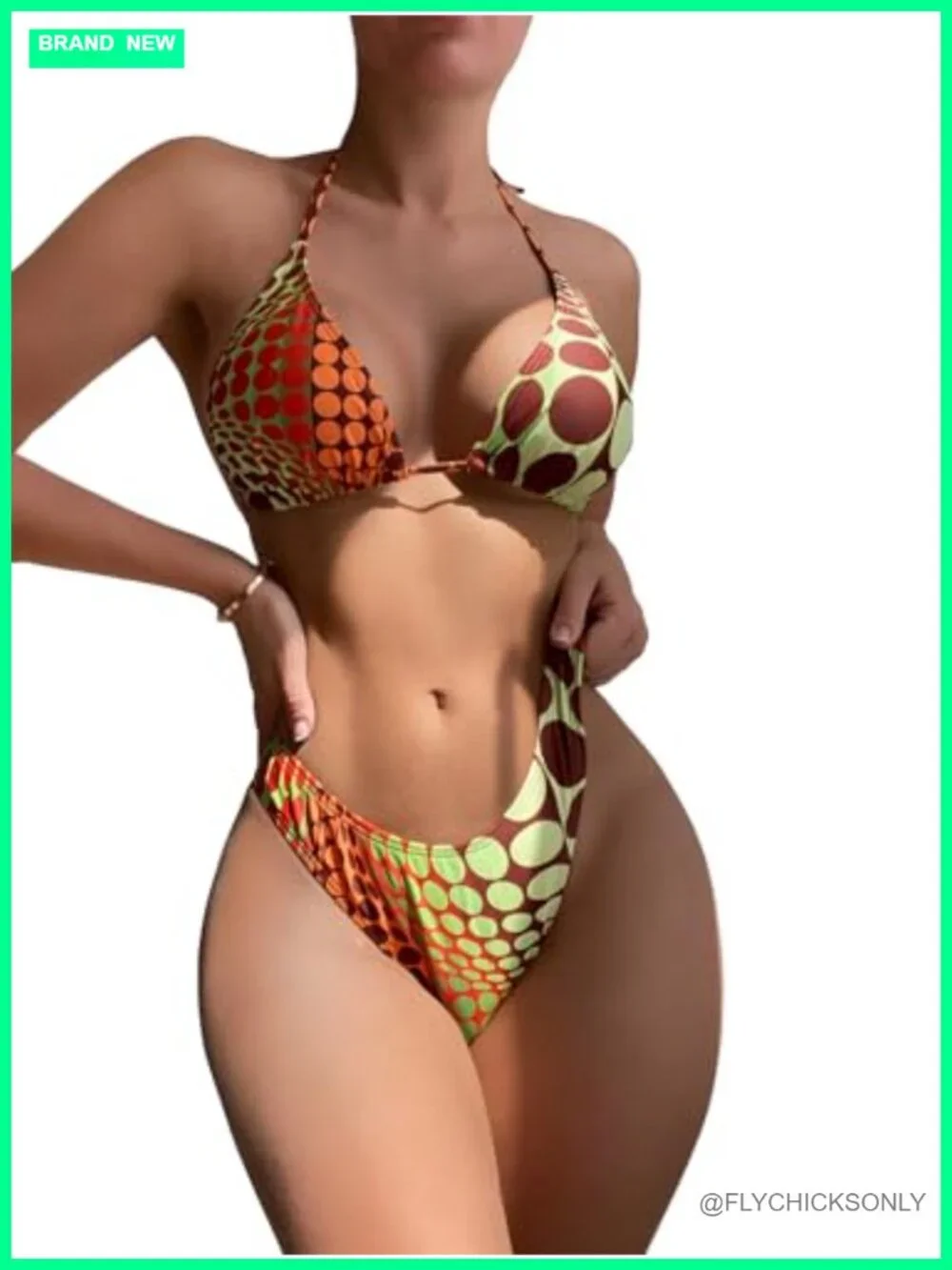 Women's 4 Piece Polka Dot Bikini Set with Cover Up Skirt & Bandana, Halter